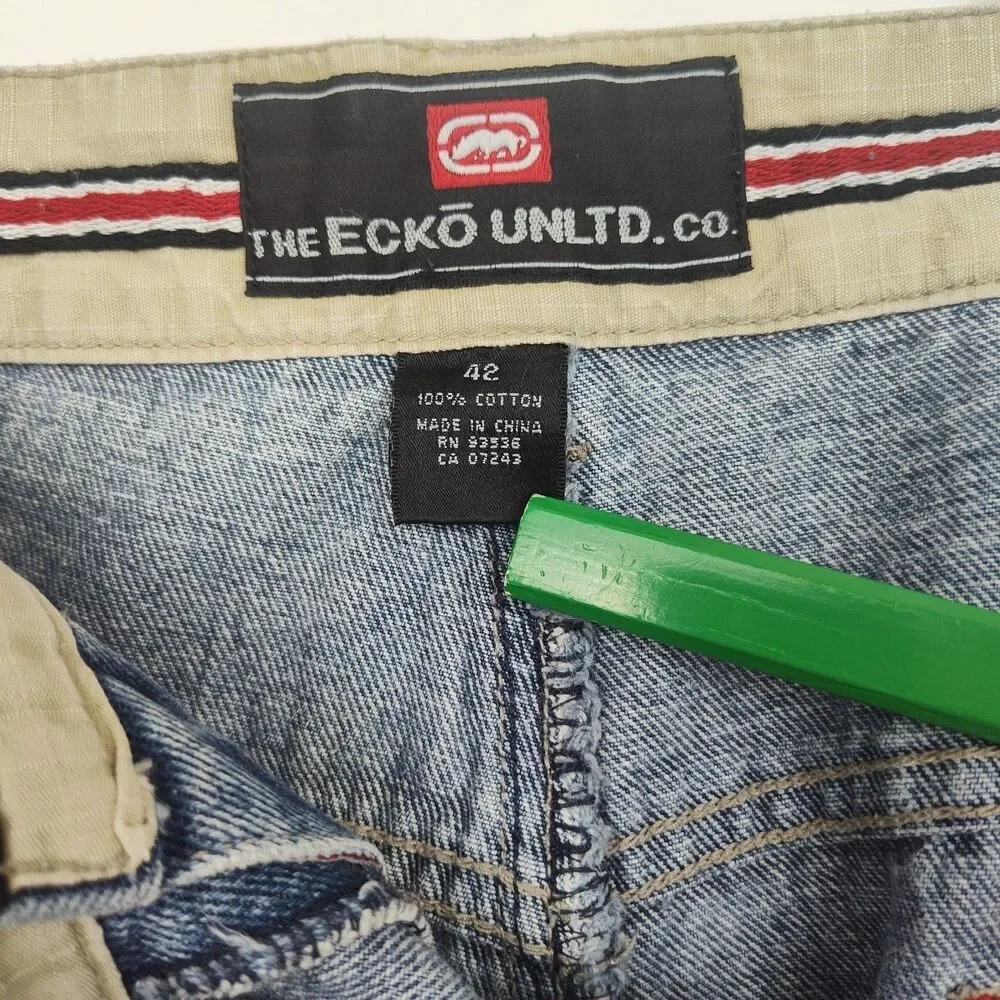 Vintage Y2K Ecko Unltd. men's jeans, 42 x 33, straight leg baggy, medium‎ blue